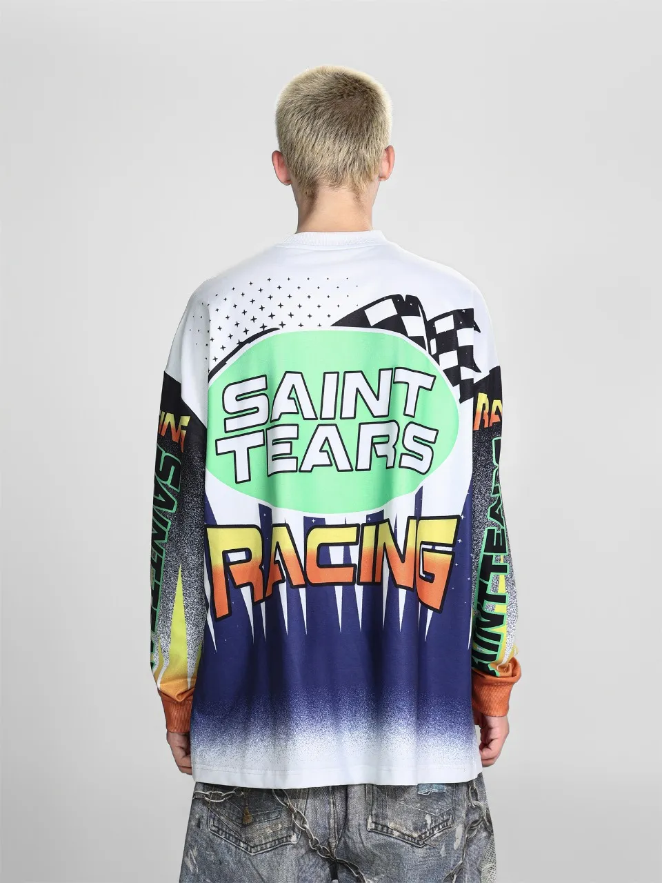 Saint michael tears all-over printed long-sleeved vintage autumn and winter T-shirt Style number: 112 Size: M L XL Wholesale price: 136 Color: Picture color